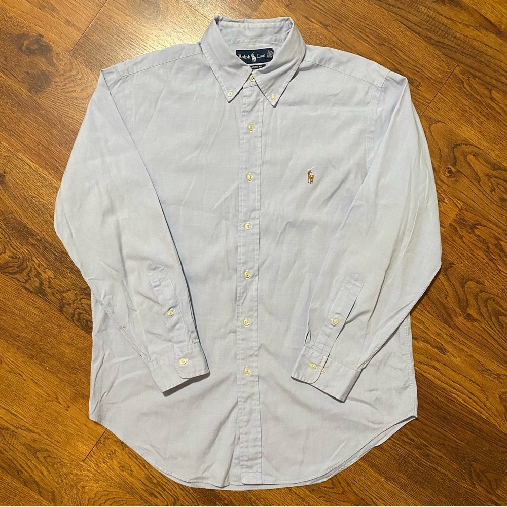 Ralph Lauren Vintage Classic Fit Blue Oxford Shirt Mens Size 16 32/33 Preppy